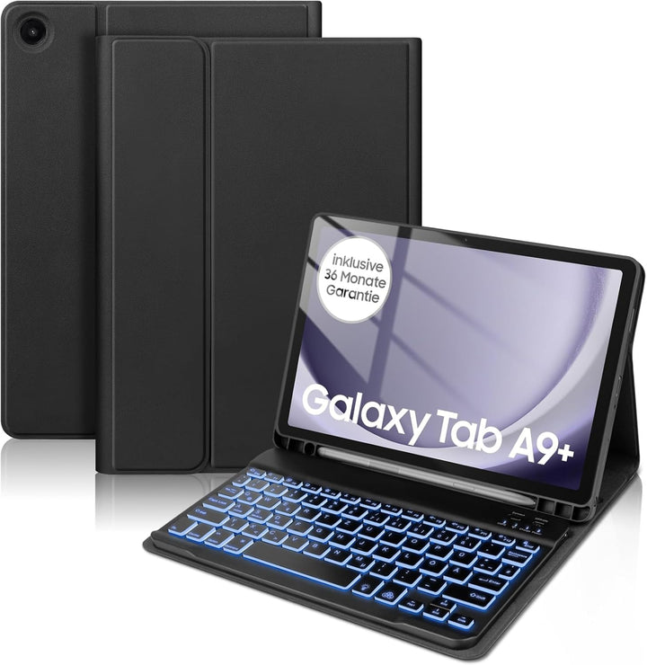 Tastatur für Samsung Tablet A9 Plus - für Galaxy Tab A9 Plus Hülle mit Tastatur, Tastatur Beleuchtun