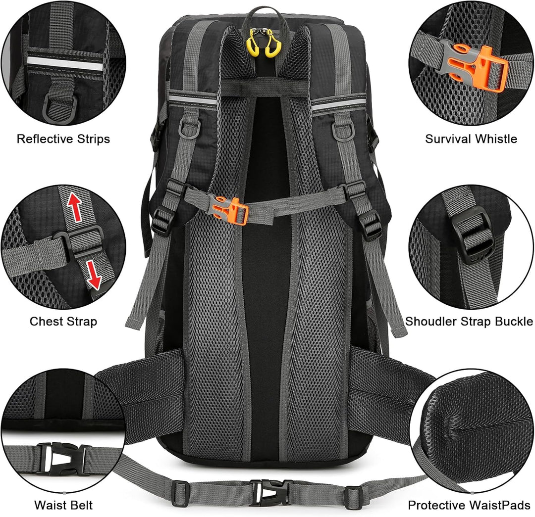 jianyana Wanderrucksack 50L Trekkingrucksack Regenhülle Reiserucksack Wasserdichter Campingrucksack