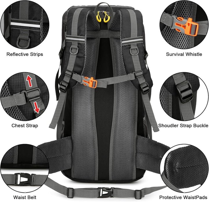 jianyana Wanderrucksack 50L Trekkingrucksack Regenhülle Reiserucksack Wasserdichter Campingrucksack