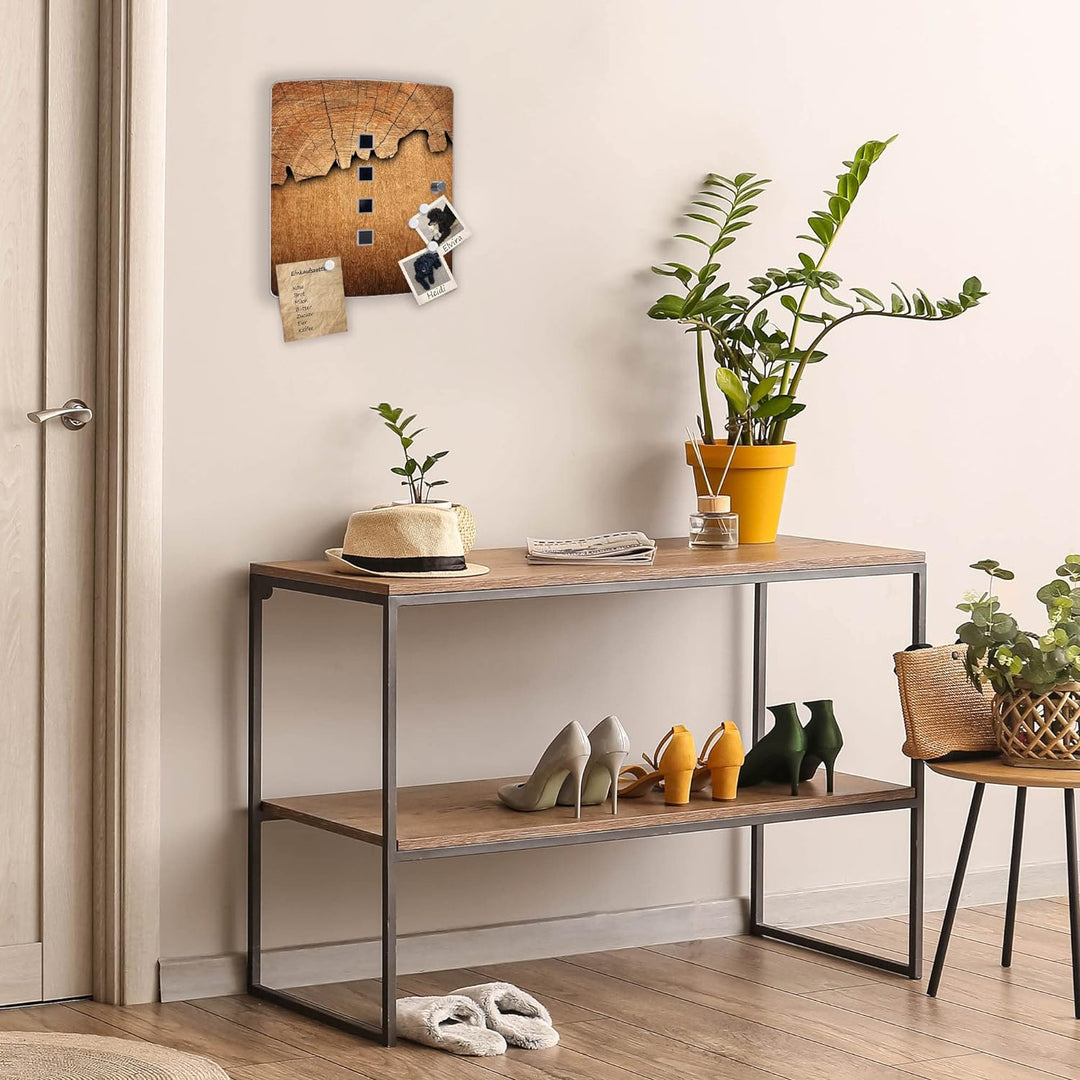 banjado® Design Schlüsselkasten aus Edelstahl mit Motiv Holz für 10 Schlüssel - Schlüsselschrank zur