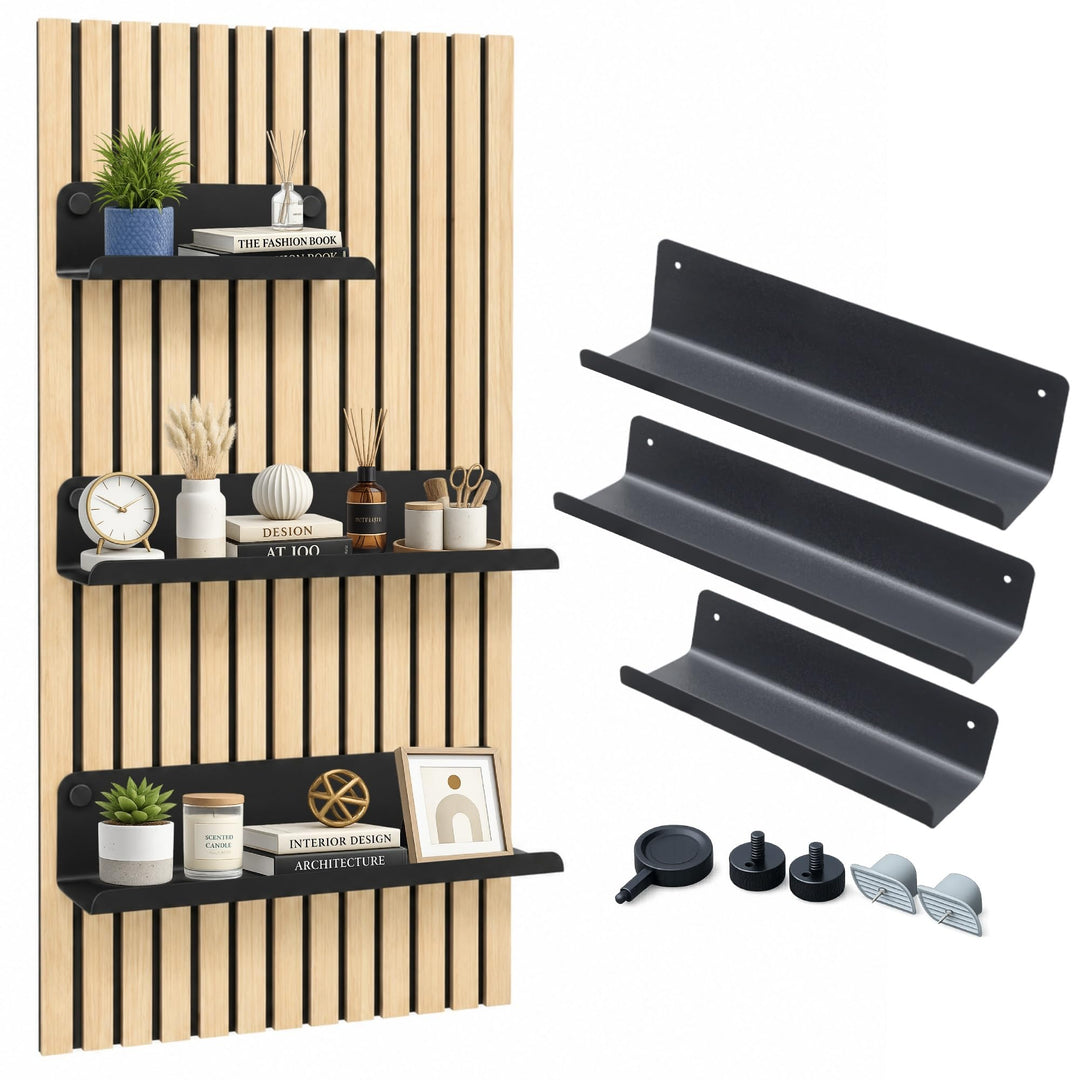 HOME LOVE Ablage für Akustikpaneele 26x9 cm – ohne Bohren | Regal für Paneele | Akustikpaneele Zubeh