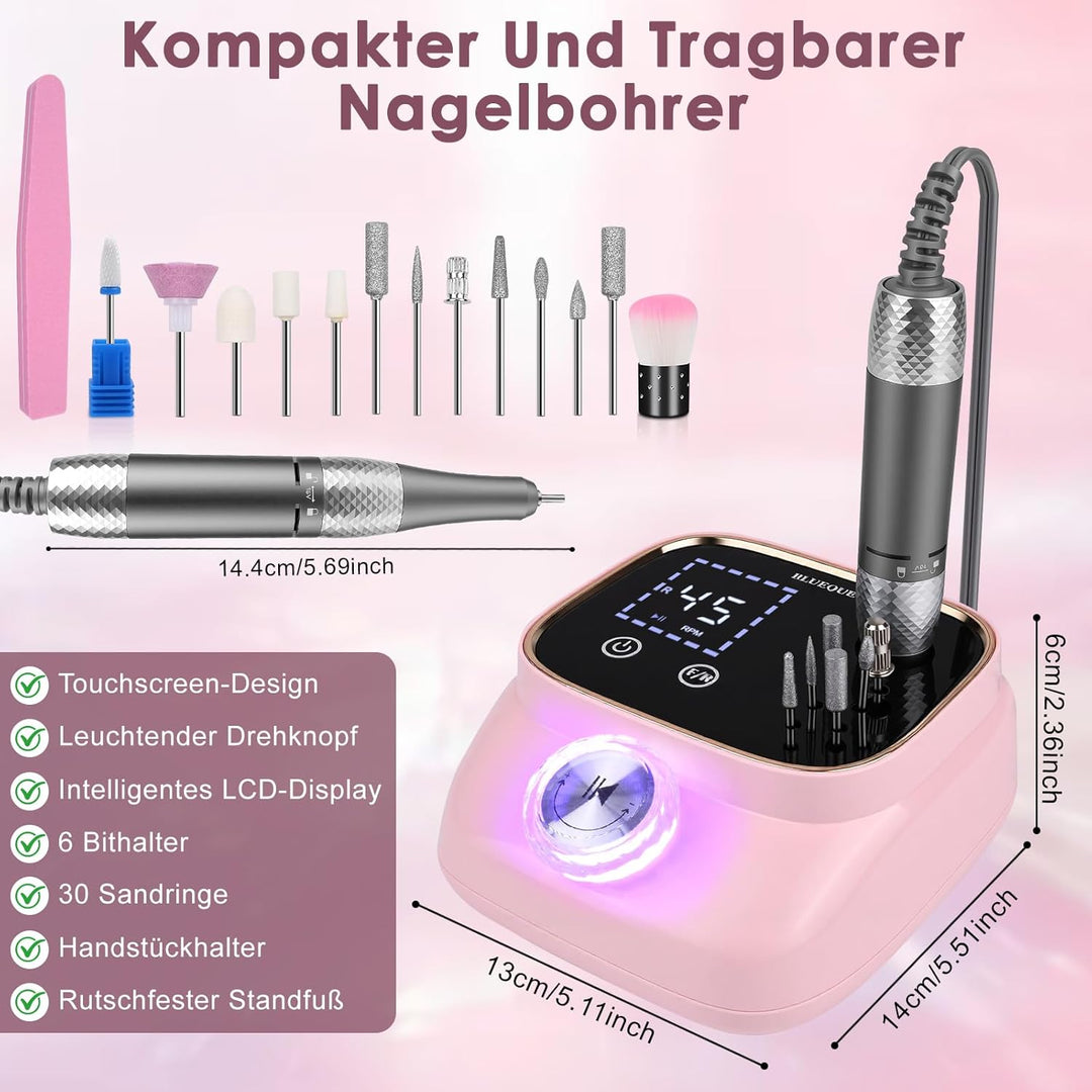 Dreamhigh® Professionelle Nagelfräse 45.000 U/min, Elektrische Nagelfeile, Nagelfräser, Tragbares Ma