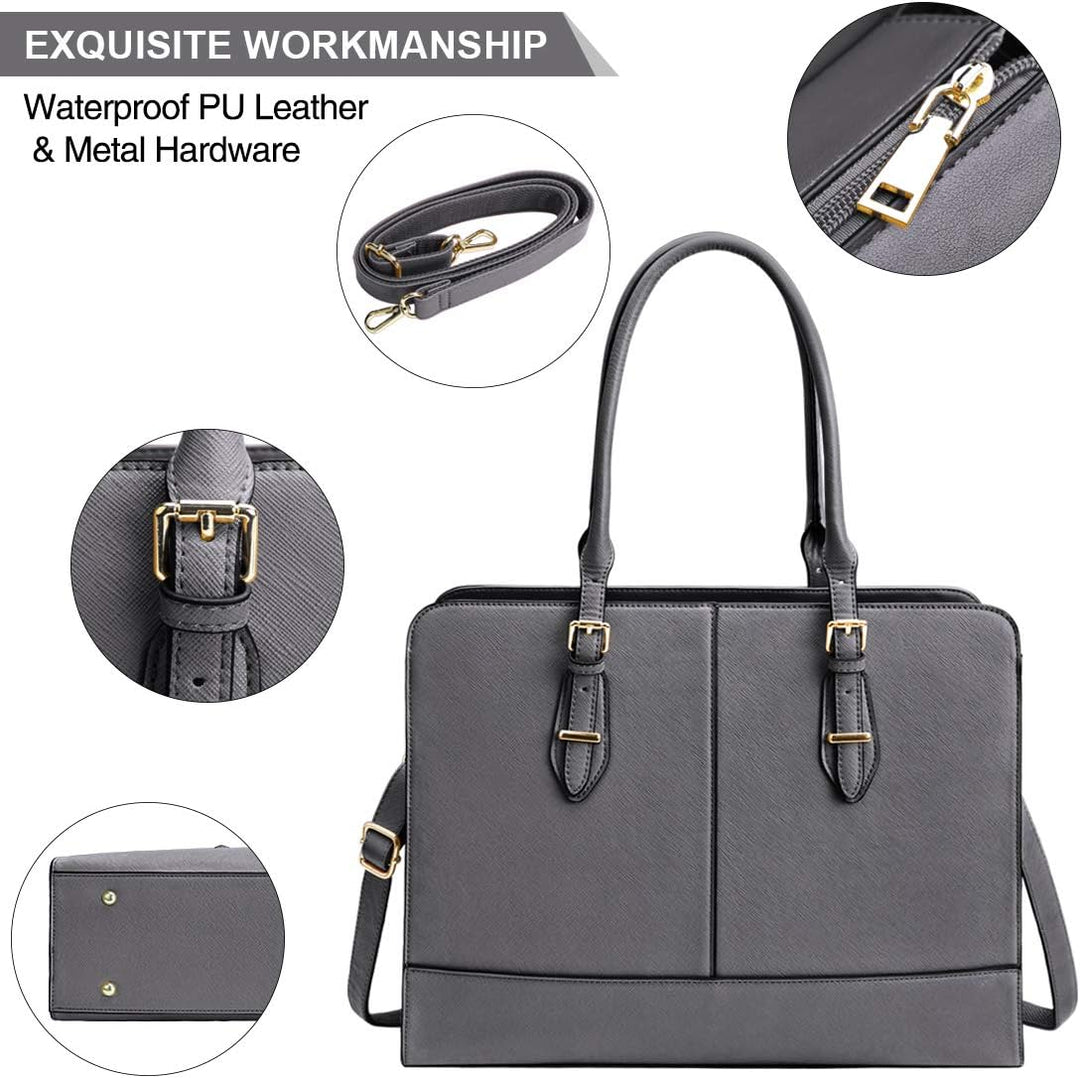 Lubardy Handtasche Damen Shopper Damen Gross Wasserdicht 15.6 Zoll Leder Laptop Tasche für Büro Arbe