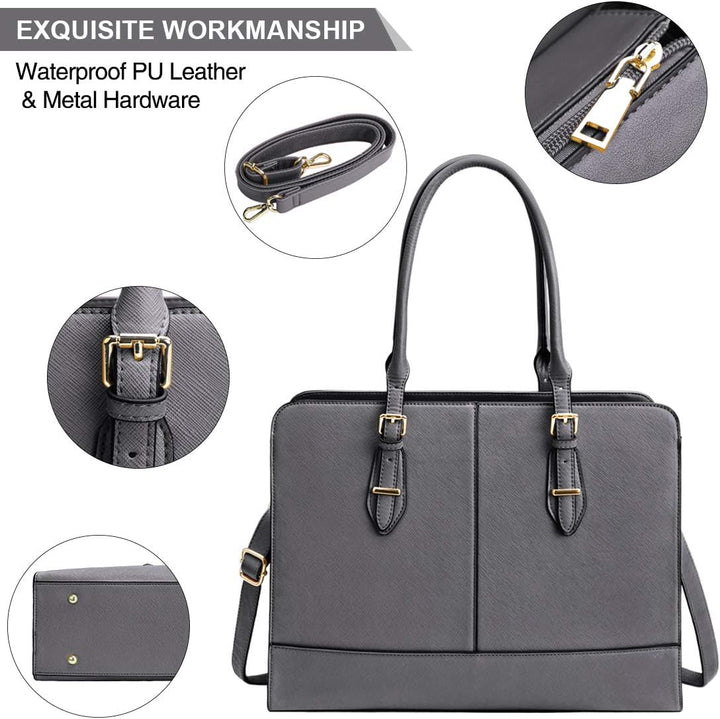 Lubardy Handtasche Damen Shopper Damen Gross Wasserdicht 15.6 Zoll Leder Laptop Tasche für Büro Arbe
