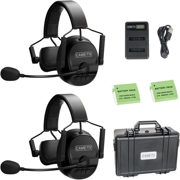cametv 2er-Pack Kuminik8 1.9GHz drahtloses Intercom-Headset, Vollduplex-Intercom-Kommunikationssyste