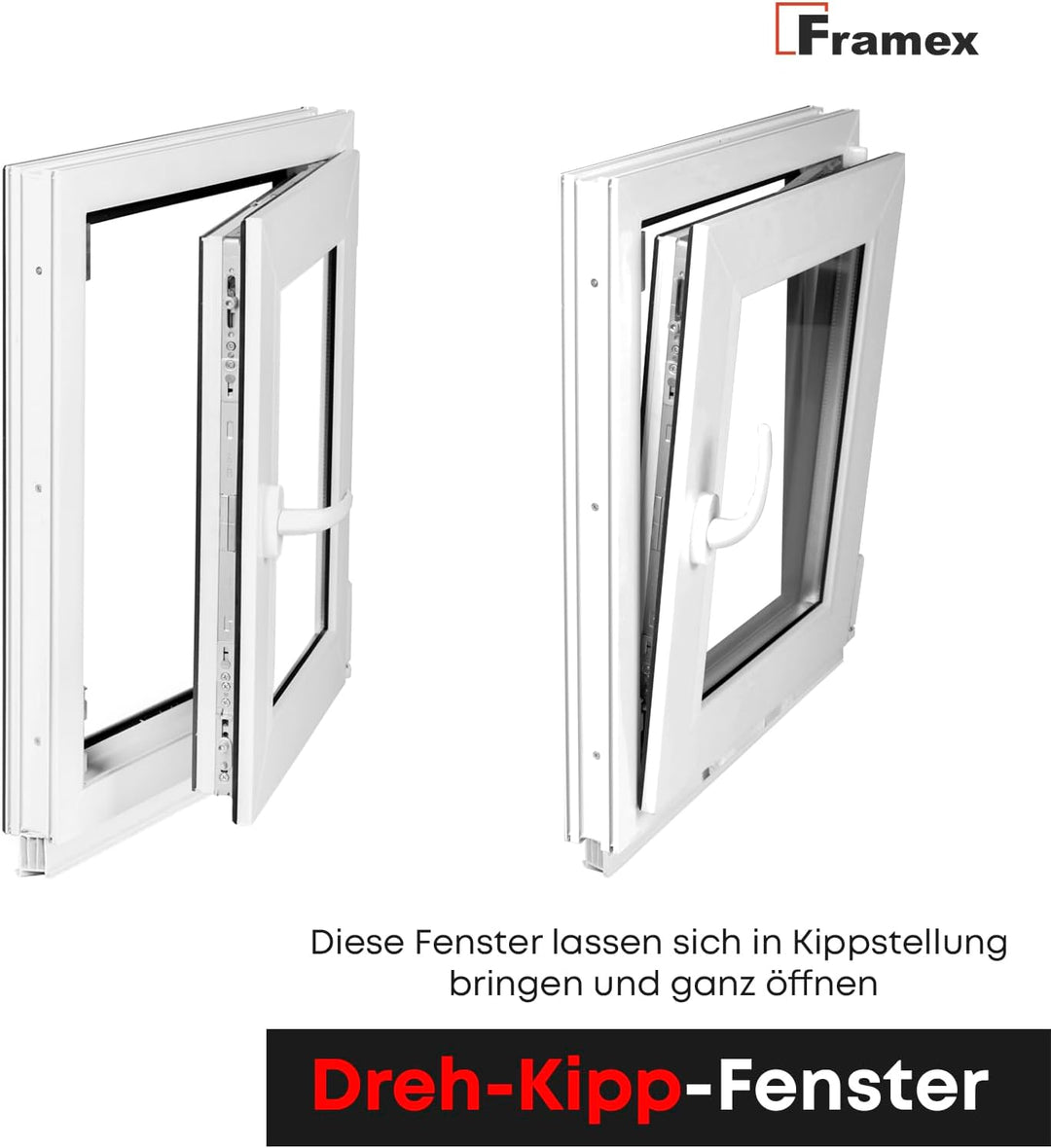 Kellerfenster Fenster Kunststofffenster Weiss Breite x Höhe 60 x 105 cm (600 x 1050 mm) 2-fach (32 m