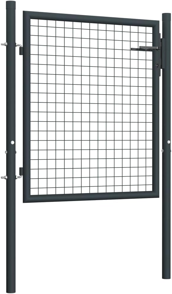 vidaXL Mesh Gartentor Verzinkter Stahl Hoftor Gartentür Zauntor Zauntür Hoftür Gartenpforte Einzelto