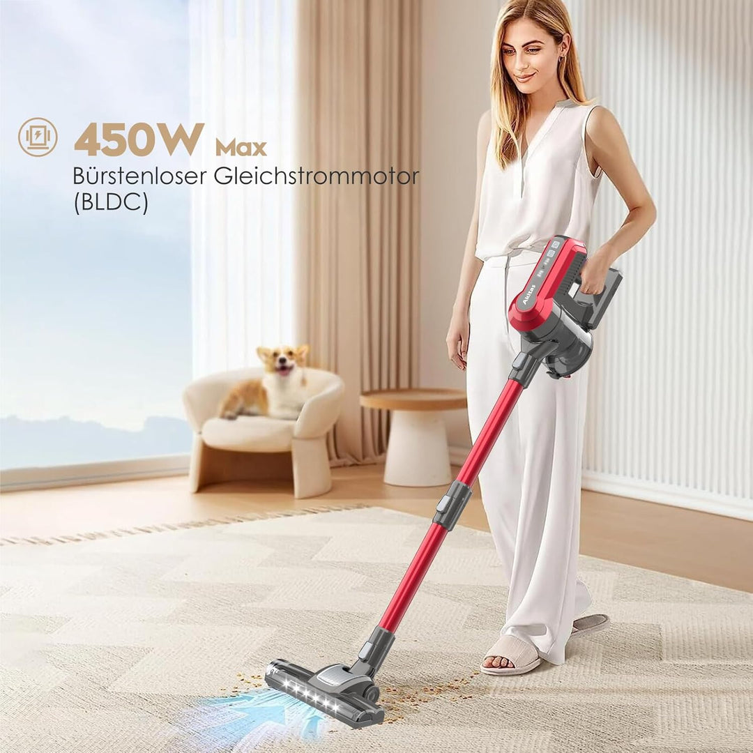 Akitas V10 Kabelloser Staubsauger 30V 450W Bis zu 50 Minuten Laufzeit 3 Saugstufen Hand- und Stielst