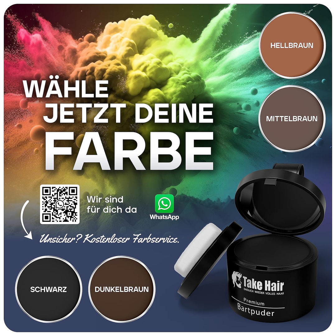 Take Hair Bartfärbemittel I 100% wasserfest I 4g Bartpuder für einen volleren Bart, Bartfärbemittel