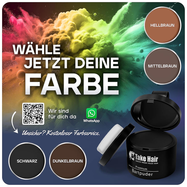Take Hair Bartfärbemittel I 100% wasserfest I 4g Bartpuder für einen volleren Bart, Bartfärbemittel
