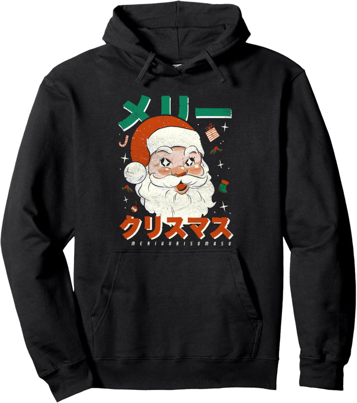 Japanischer Kawaii Retro Weihnachtsmann Frohe Weihnachten Pullover Hoodie