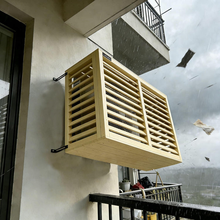 Verkleidung Abdeckung für Klimaanlage Wärmepumpe Wandmontage Sichtschutz für Aussengeräte Kieferholz