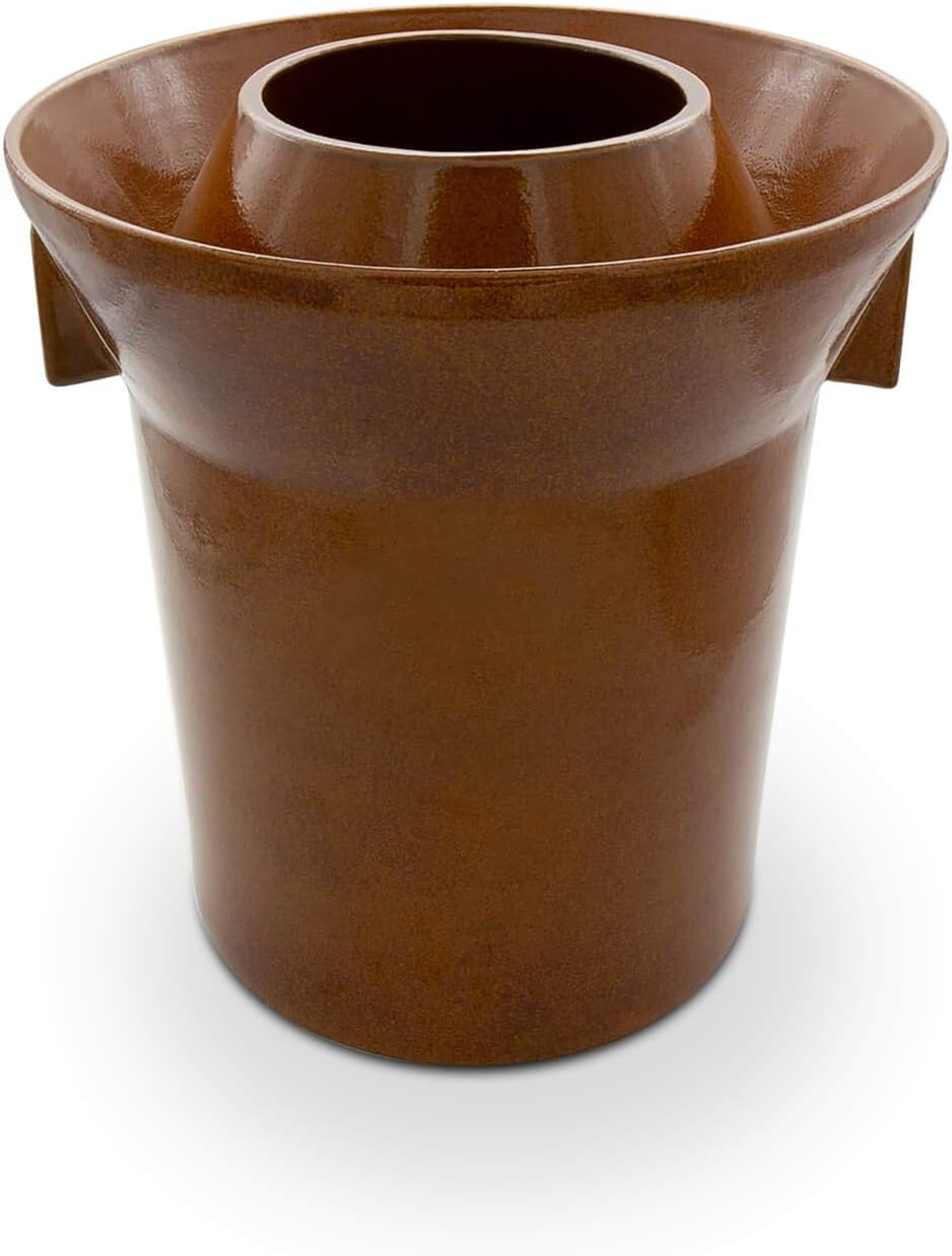 Kerazo Premium Gärtopf [Form 1] - 10.0 Liter aus hochwertiger Steinzeug Keramik inkl. Deckel und Ste