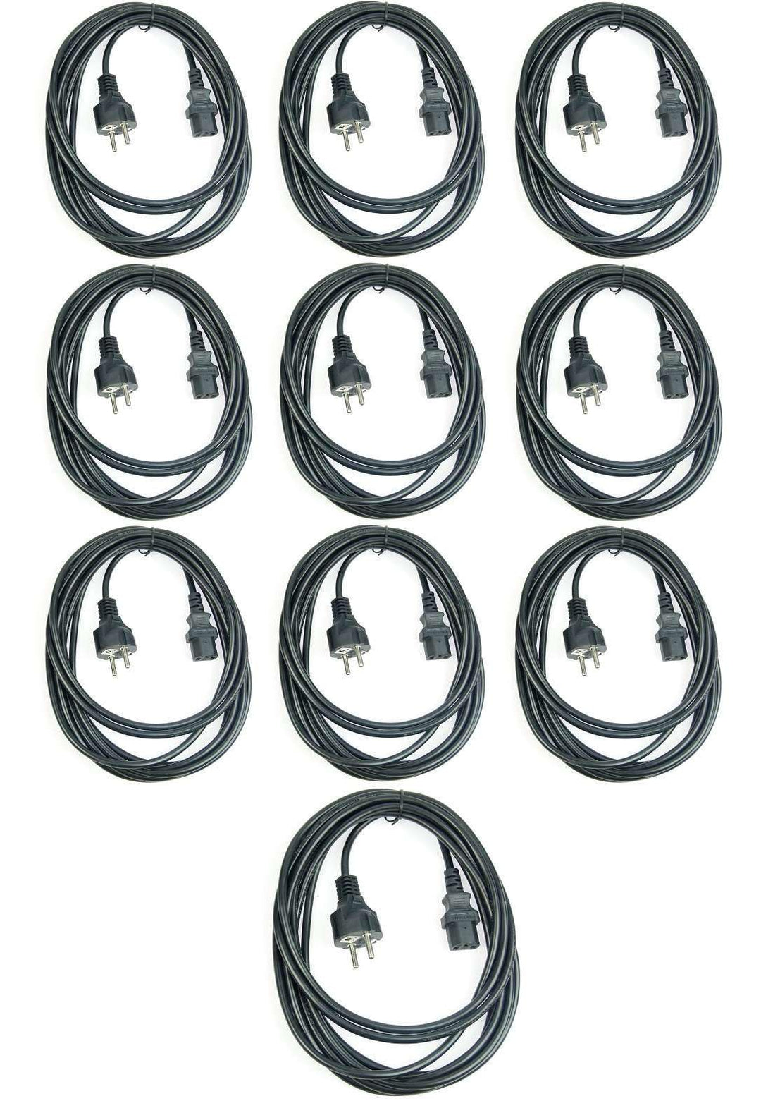 10 Stück Adam Hall 5 m Kaltgerätekabel Netzkabel schwarz 3 x 0,75 mm² CEE 7/7 - C13, K3PKD 0500 5 m