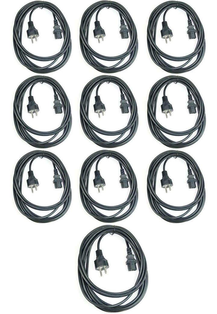 10 Stück Adam Hall 5 m Kaltgerätekabel Netzkabel schwarz 3 x 0,75 mm² CEE 7/7 - C13, K3PKD 0500 5 m