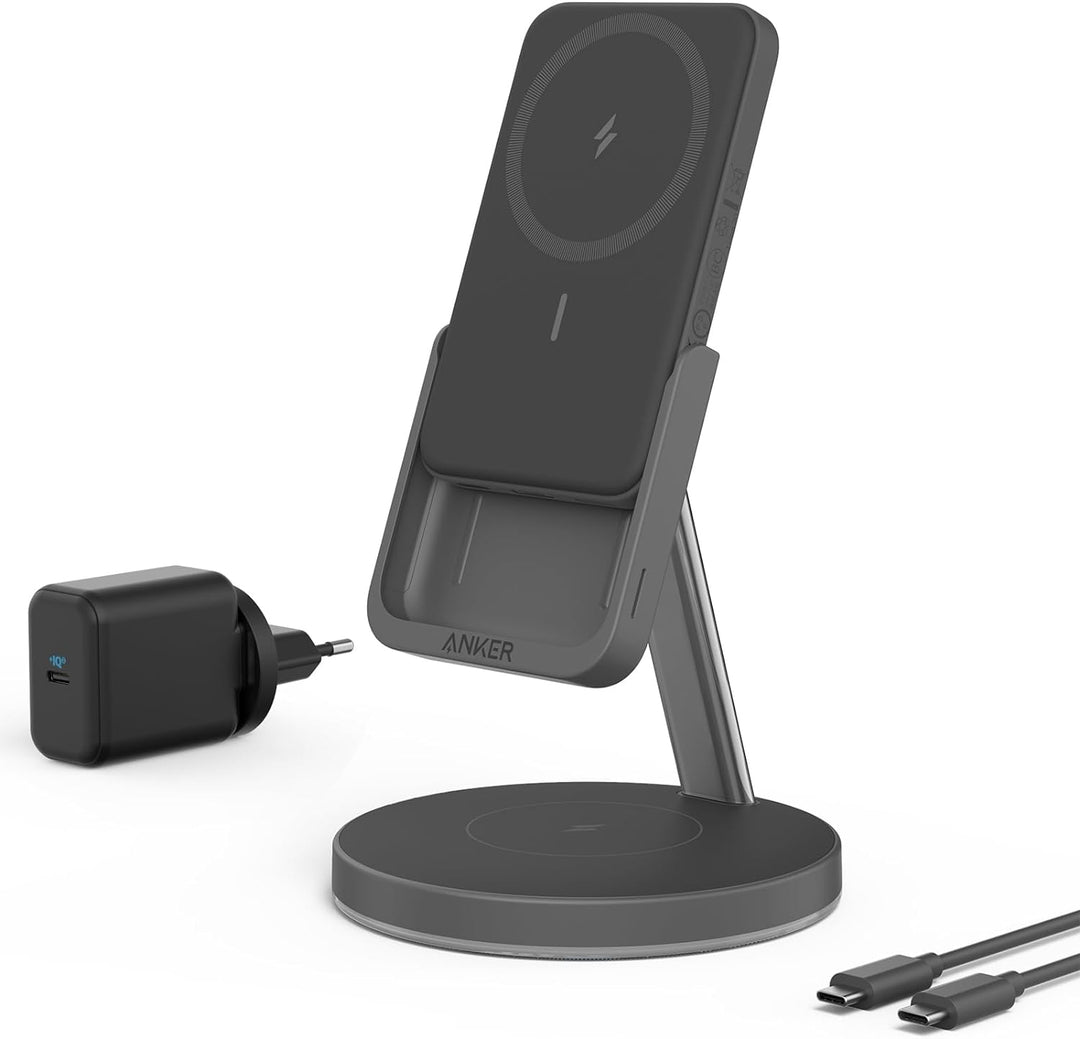 Anker 633 Magnetisches Kabelloses Ladegerät (MagGo), 2-in-1 Ladestation, Abnehmbares, Nur geeignet f
