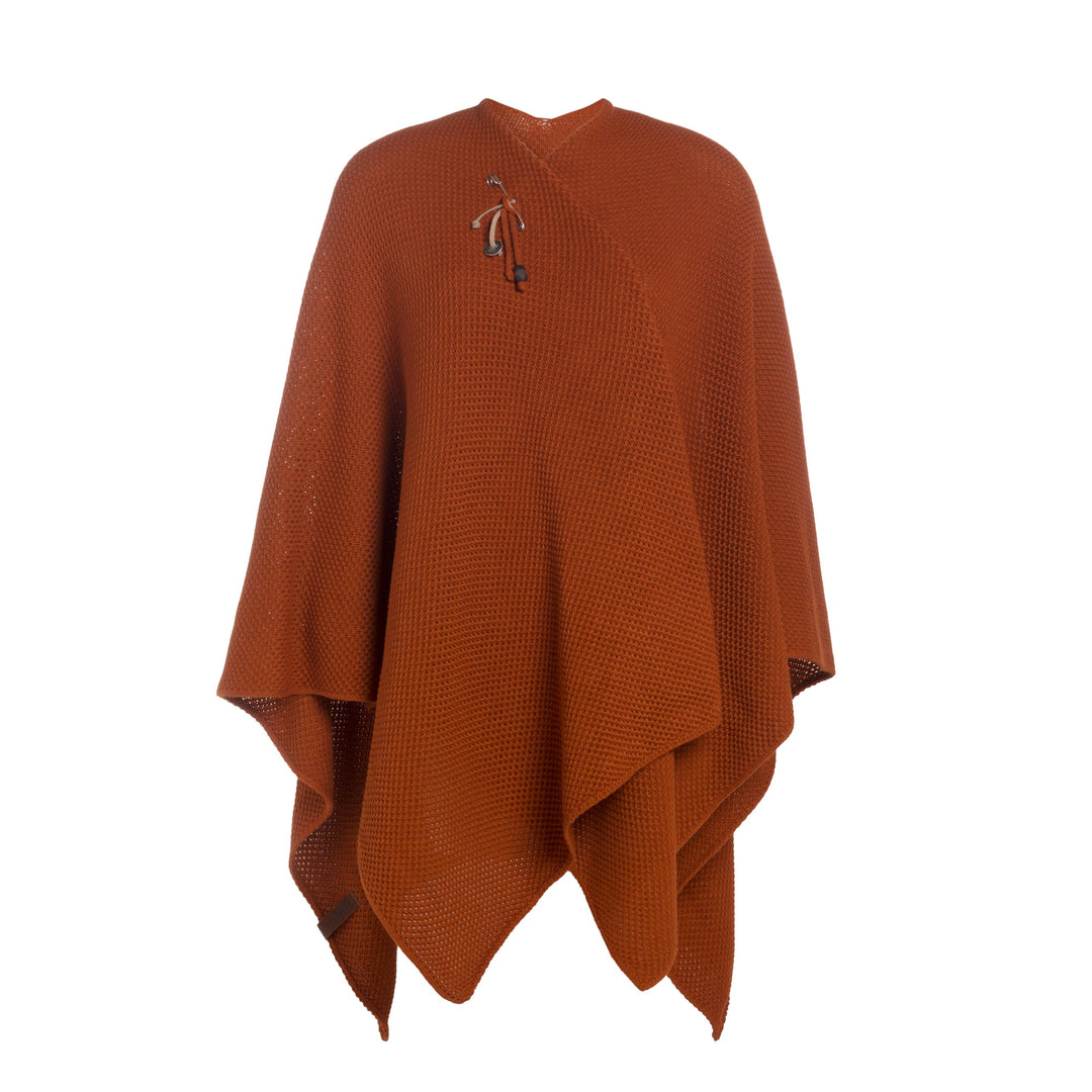 KNIT FACTORY - Jazz Poncho - Elegant Gestrickter Damen Cape - Wickelschal mit Wolle - Hochwertige Qu