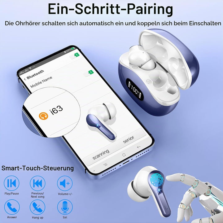 Bluetooth Kopfhörer, 2026 Kopfhörer Kabellos Bluetooth 5.4 mit 50Std HiFi-Stereo Tiefer Bass, 4 ENC
