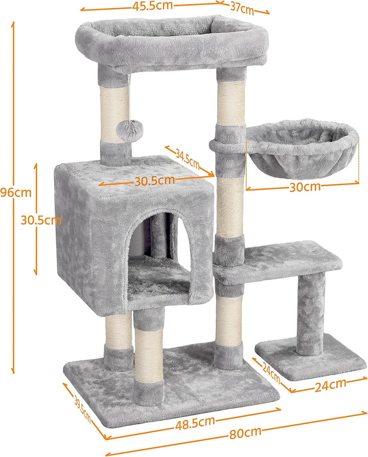 Yaheetech Kratzbaum 96 cm hoch Katzenbaum Kletterbaum für Katzen, mit Plattform Katzenhöhle Korb Sis