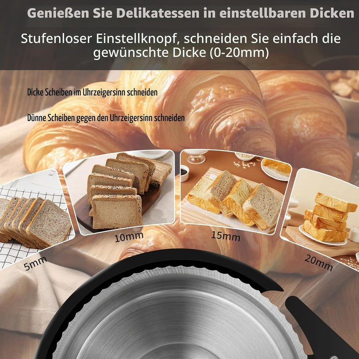 Brotschneidemaschine manuell, Edelstahl 304 Allesschneider Mit Skala &amp; Saugnäpfen, Einstellbare Dick