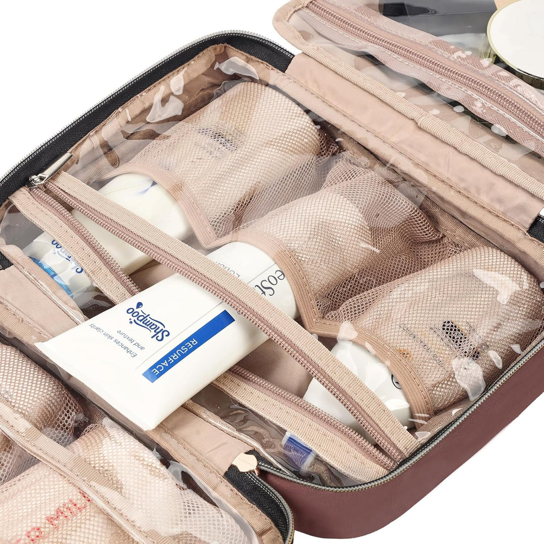 NISHEL Reise-Kulturbeutel für Damen, tragbarer Hängeorganizer für Shampoos, Conditioner, Pinsel-Set