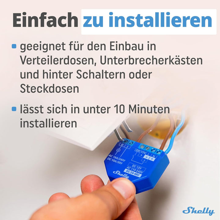 Shelly Plus 1 | WiFi & Bluetooth Smart Relais Schalter | Hausautomation | Alexa & Google Home kompat