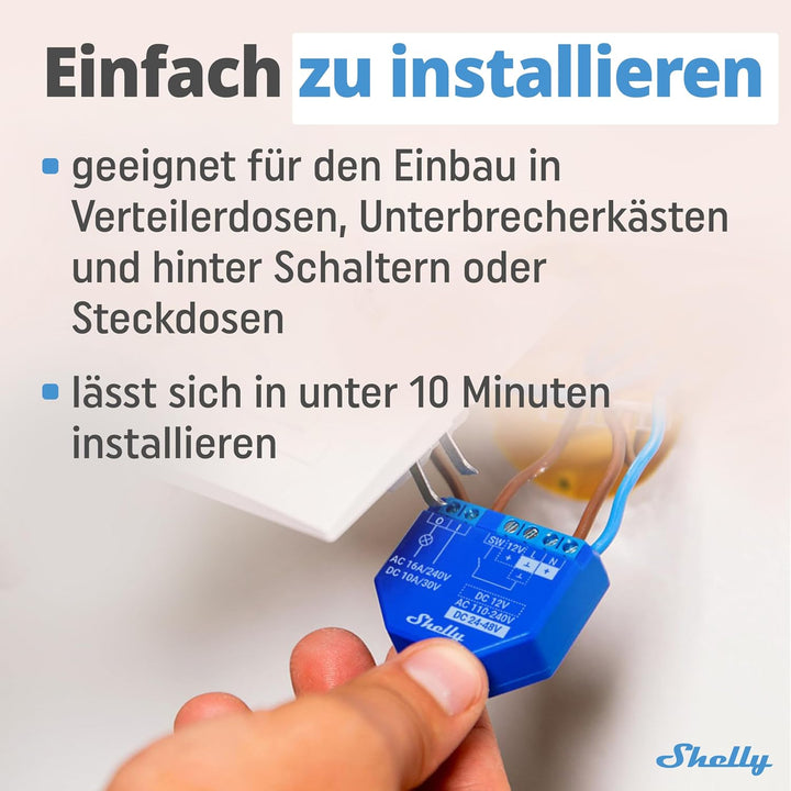 Shelly Plus 1 | Wlan &amp; Bluetooth Smart Relais Schalter | Hausautomation | Alexa &amp; Google Home kompat
