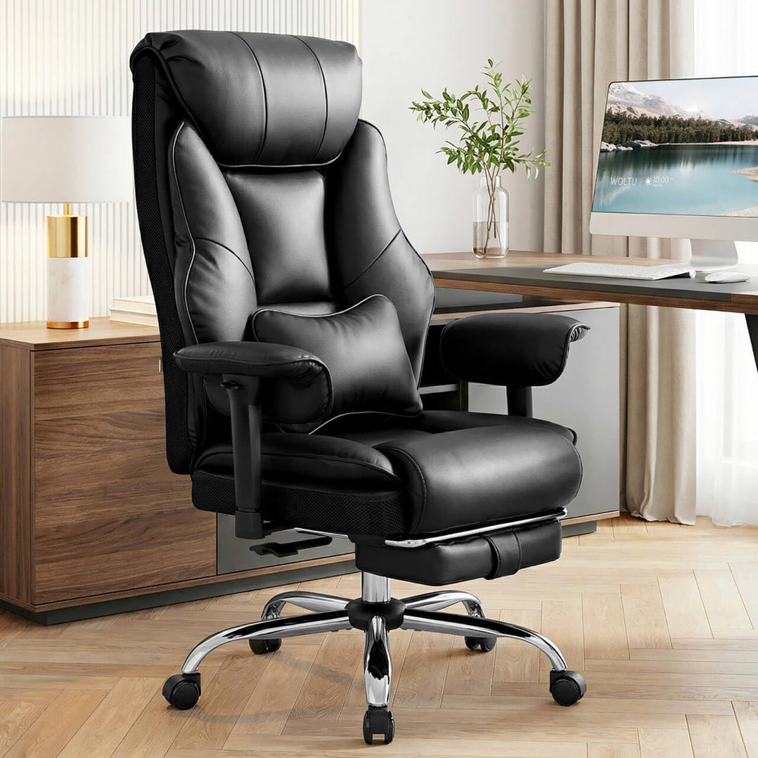 WOLTU Bürostuhl ergonomisch, Chefsessel Doppellagige weiche Rückenlehne, 3-stufige Rückenlehnenverst