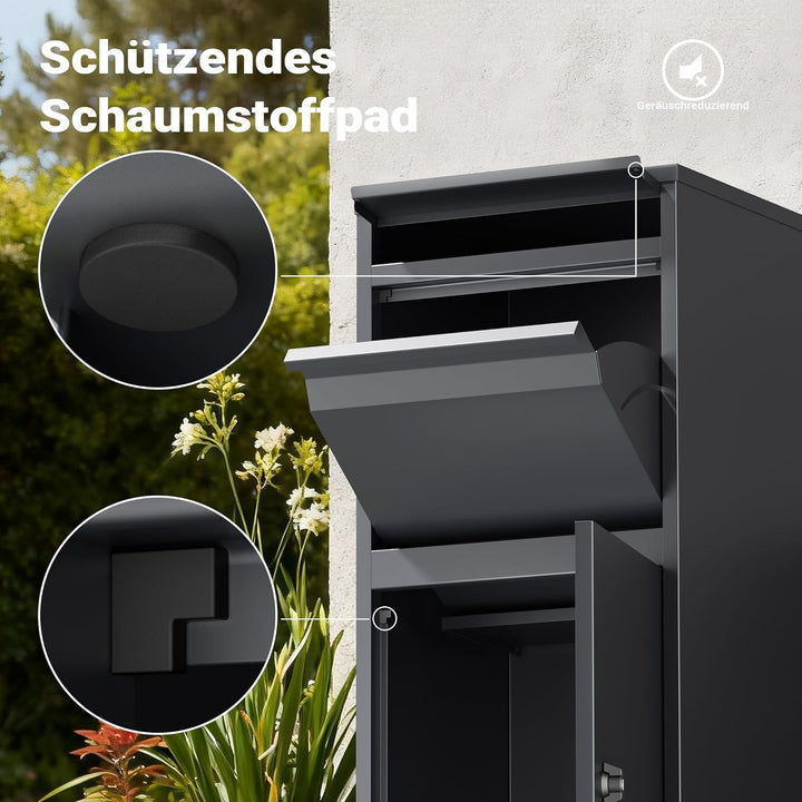 Wiltec Paketkasten grau 410 x 380 x 1020 mm, Paketbox Zuhause, Private Paketannahme passend für Pake