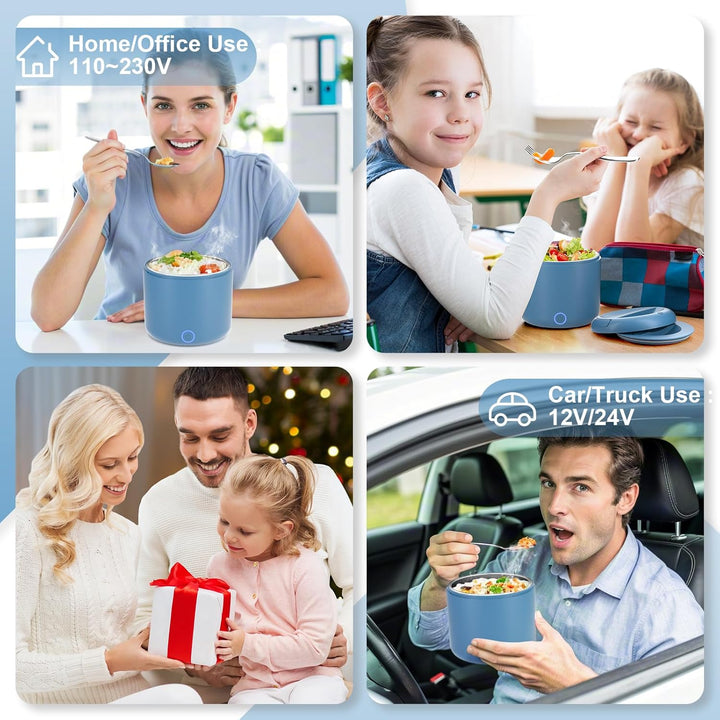 100W Elektrische Lunchbox Erwachsene, 1.2 L Thermo Lunch box mit Besteck und Isolierter Lunchbeutel,