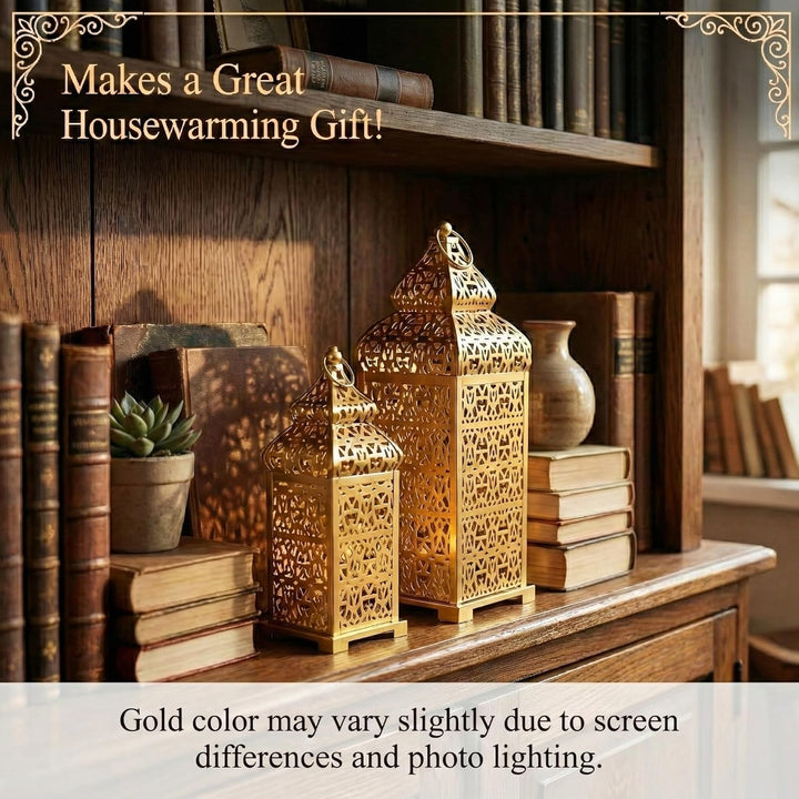 VELA LANTERNS Grosse goldene Tempel marokkanische Laterne Lampe Dekorative Kerzenhalter für Ramadan-