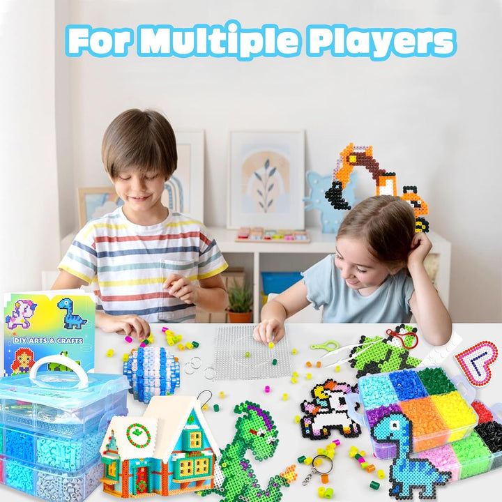 11000 Stück Bügelperlen Set, 20 Farben 5MM Steckperlen mit Aufbewahrungsbox, Bügelperlen Platten, Be