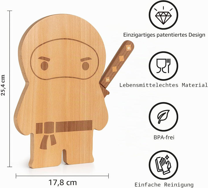 OTOTO – Ninja Board – Kleines Schneidebrett und Messer Set – Küchengeschenk zum Schneiden von Obst u