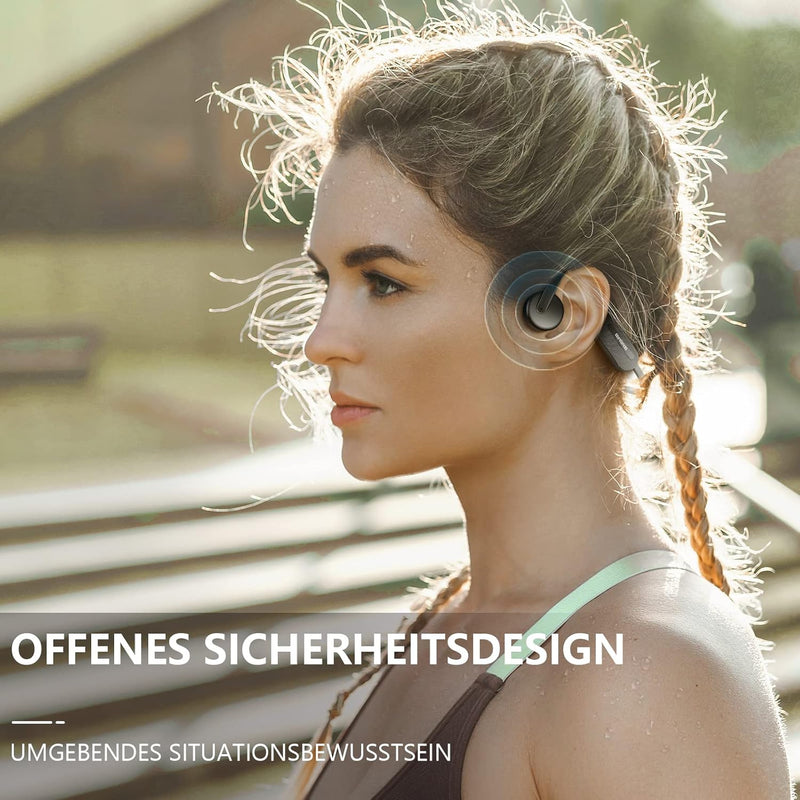 Knochenschall Kopfhörer, Bluetooth Bone Conduction Kopfhörer, Open Ear Sport kopfhörer mit Mikrofon,