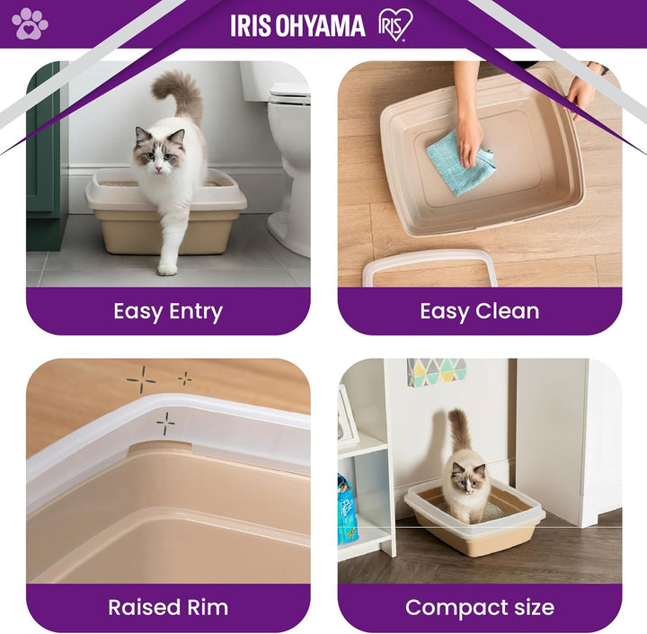 Iris Ohyama Katzenklo, klein, bis 7 kg, Grau, offen, ohne Deckel, Katzentoilette, Abnehmbarer Rand,