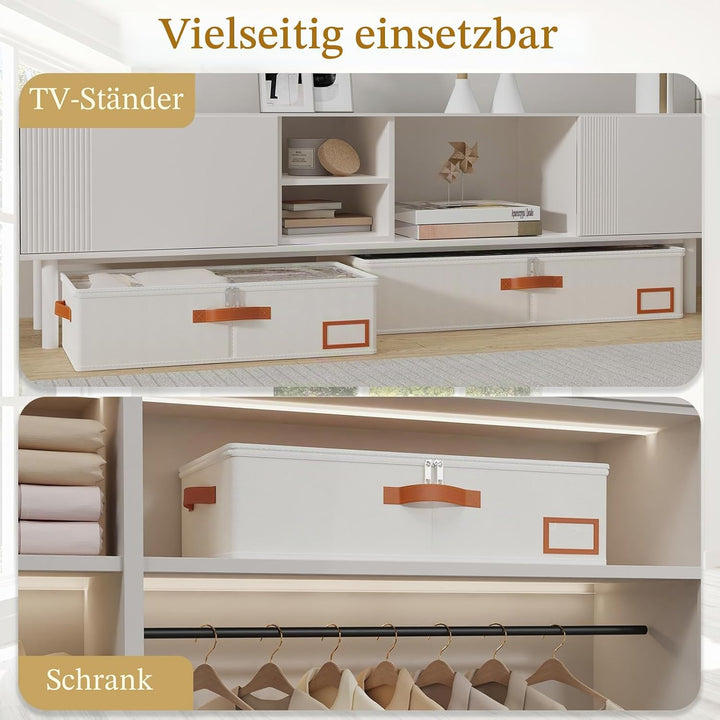 Yawinhe 3 Stück Unterbettkommode, Unterbett-Aufbewahrungstasche Kleideraufbewahrung, Faltbare Aufbew