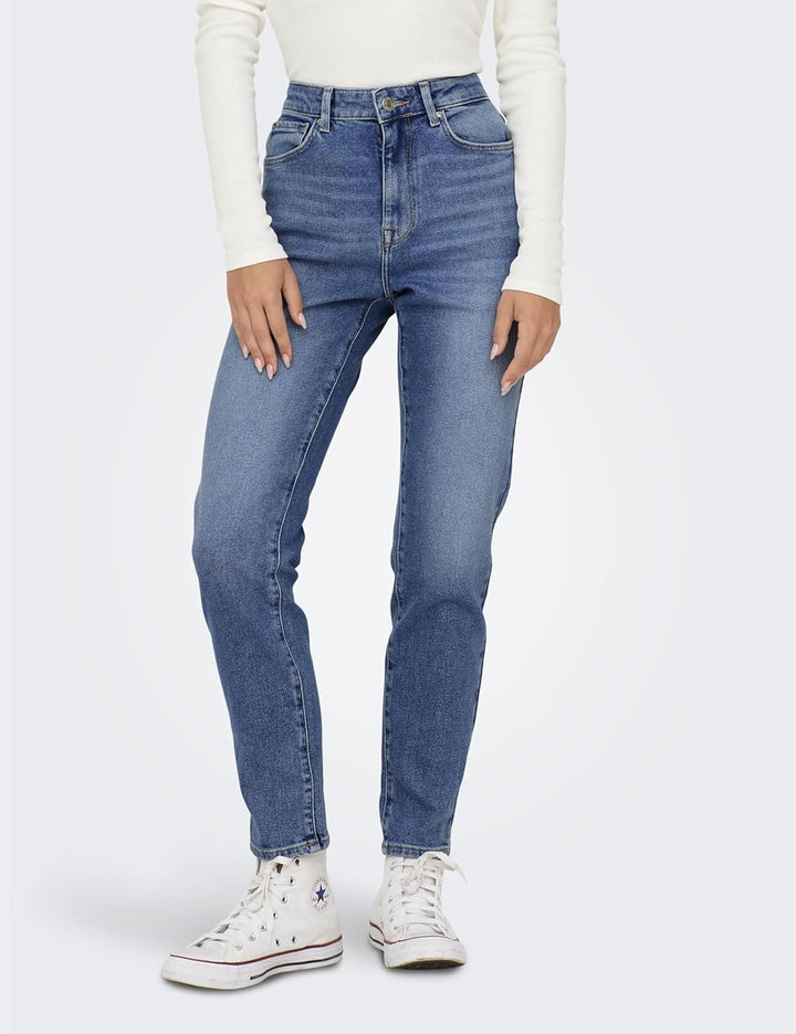 ONLY Female Straight-Fit Jeans ONLEMILY Hohe Taille Gerade geschnitten Jeans 32W / 30L Medium Blue D