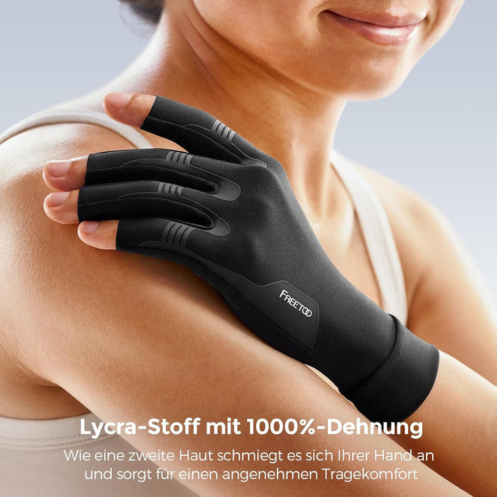 FREETOO Arthrose Handschuhe Damen Herren, Fingerlose Kompressionshandschuhe | Warme Kompression Ruts