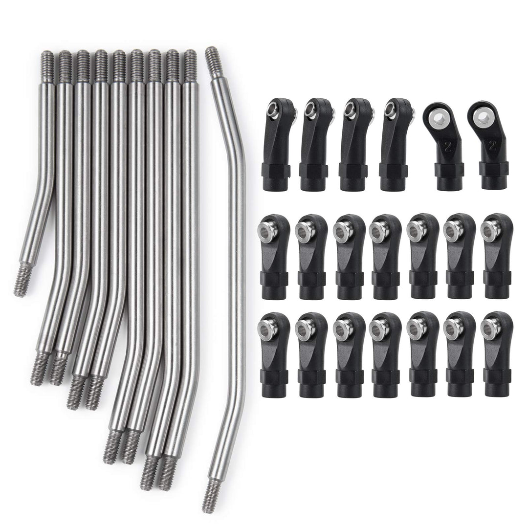 AXspeed 10 Stück Rostfreier Stahl Steering Pull Rod Link Linkage für Axial SCX10 II 90046 1: 10 RC A