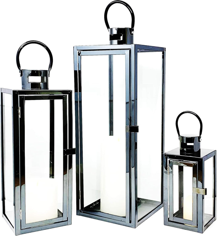 Allgala HD90413 Jumbo-Kerzenlaternen-Set, luxuriös, modern, für drinnen und draussen, quaderförmig,