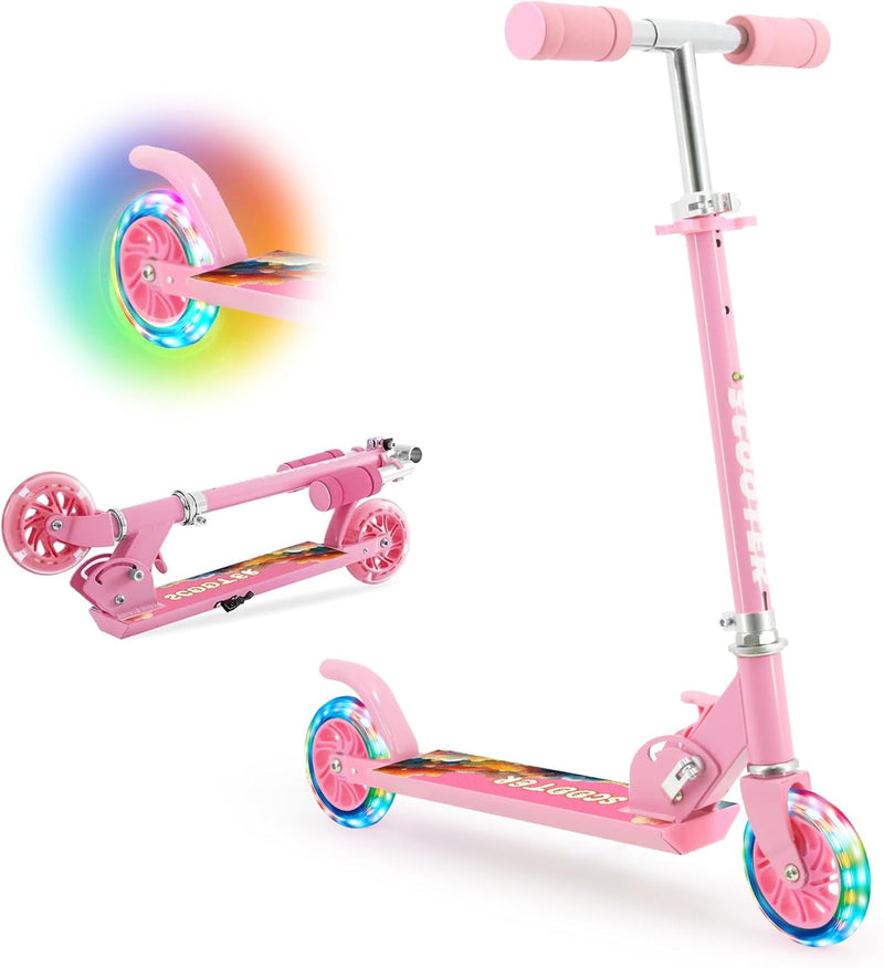 Hyiatyo Klappbarer Roller Kinder 6 Jahre mit LED Rädern, Kinder Scooter ab 3-10 Jahre, Faltbar Kinde