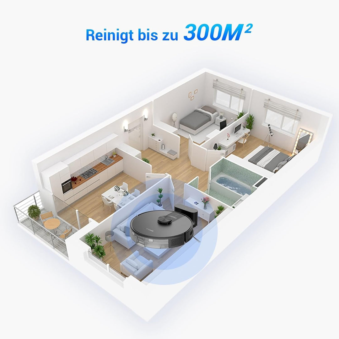 EZVIZ Roboterstaubsauger mit automatischer Staubentleerung, WLAN Haushaltsreiniger und Staubsauger m