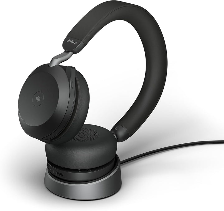 Jabra Evolve2 75 Wireless PC Headset mit Ladedock, 8-Mikro-Technologie - Dual-Foam-Stereo-Kopfhörer