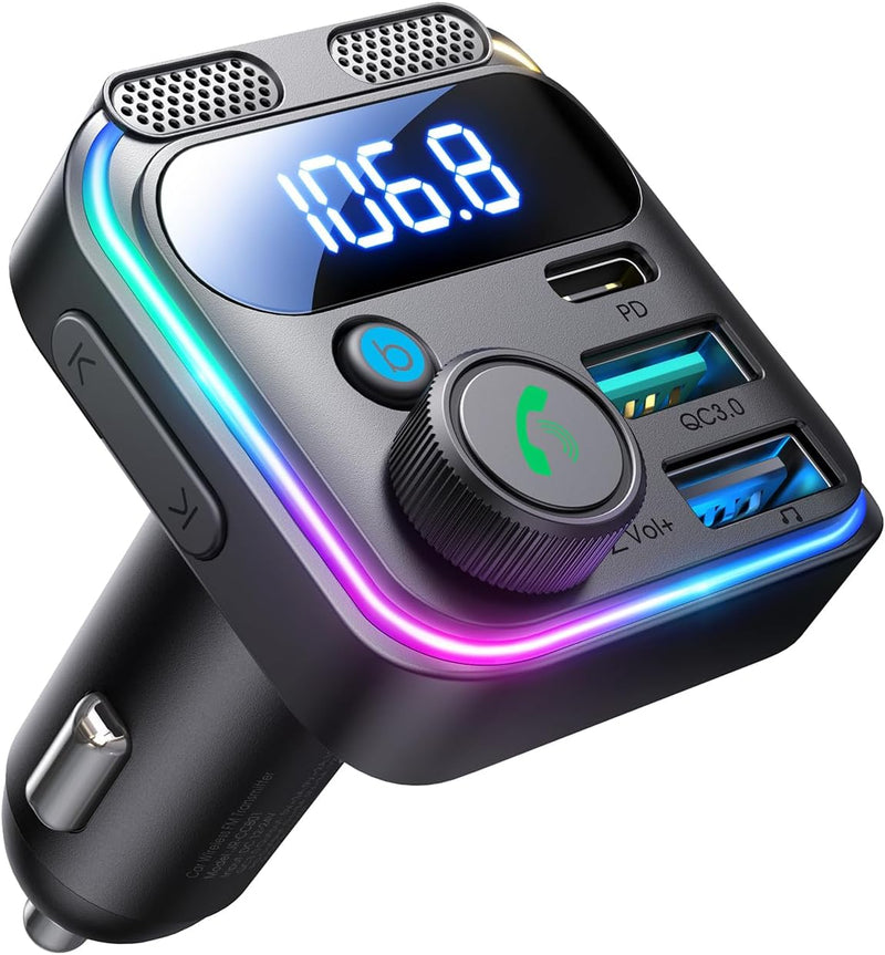 JOYROOM 48W Bluetooth Adapter Auto,【Bass & Hi-Fi Stereo】FM Transmitter Auto Bluetooth 5.3,【30W PD US