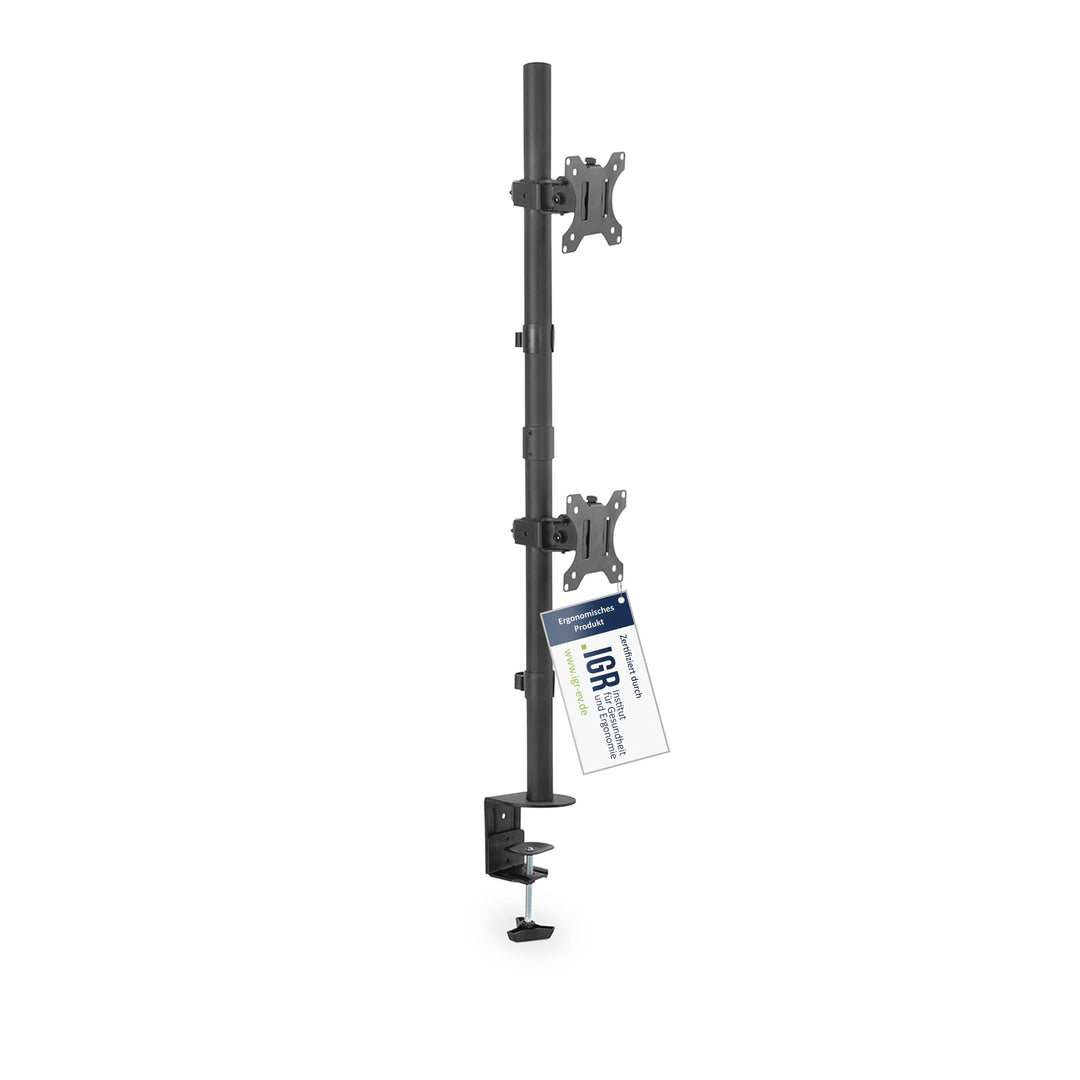DIGITUS Monitorhalterung - Tischklemme - 2 Monitore - Vertikal - Bis 32 Zoll - VESA 75 und 100 - Sch