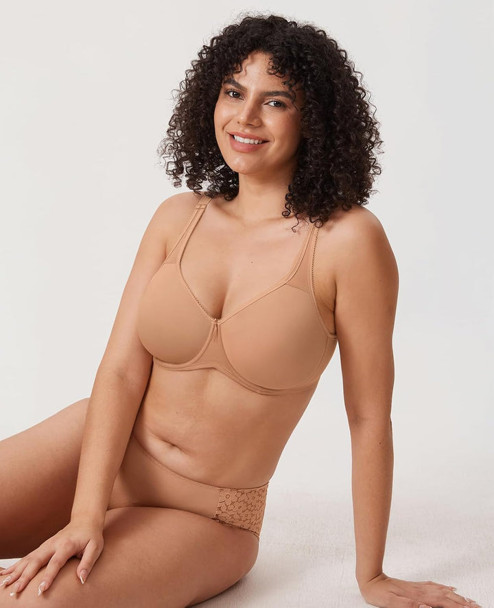 DELIMIRA Damen BH mit Bügel Nahtlose Vollschalen T-Shirt BHS Gepolstert Grosse Grössen 70C Kaum Buff