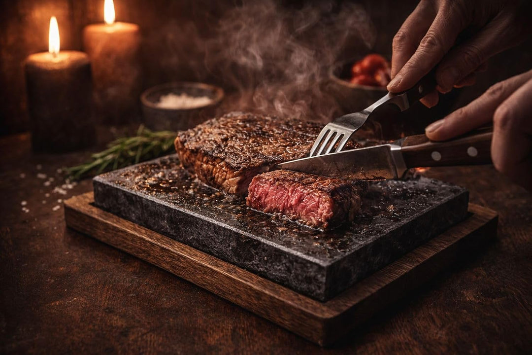 Premium Grillplatte aus Speckstein 20×10×3 cm – Perfekt für Grill, Ofen, Kühlung | Für Fleisch, Fisc