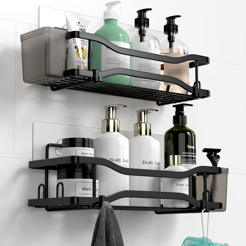 FINIBO Duschablage Ohne Bohren, 2 Stück Selbstklebend Badregal Badezimmer Organizer, Duschregal Edel