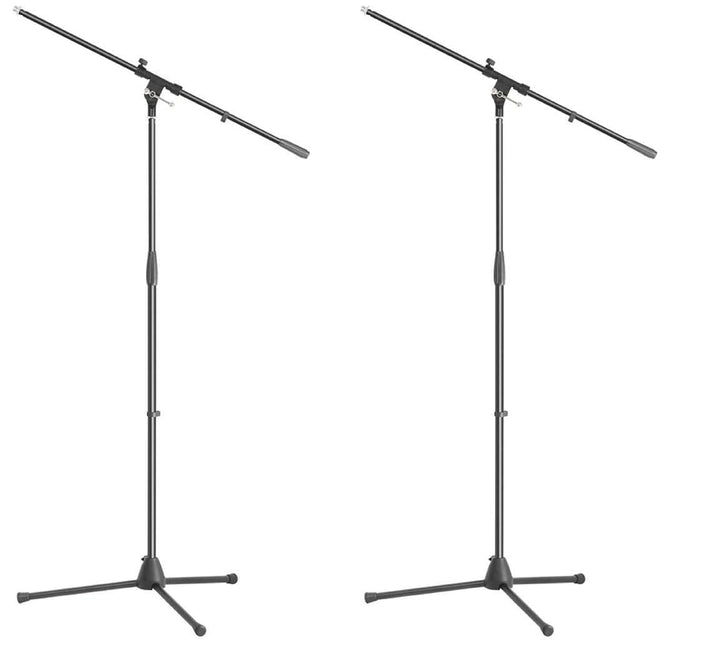 2 x ADAM HALL Profi Mikrofonständer Mikrofonstativ S5B mit Galgen/Schwenkarm, Höhe 94-160 cm, Schwar
