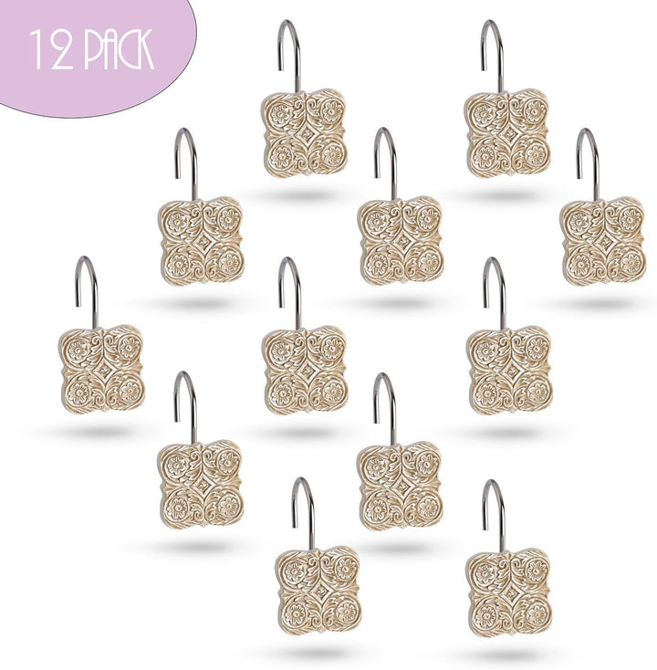 Creative Scents Victoria Dekorative Duschhaken, Set mit 12 Stück beige, Duschvorhanghaken